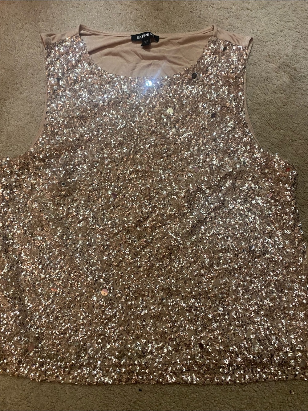 Express rose Gold/silver Sequin and pearl Top